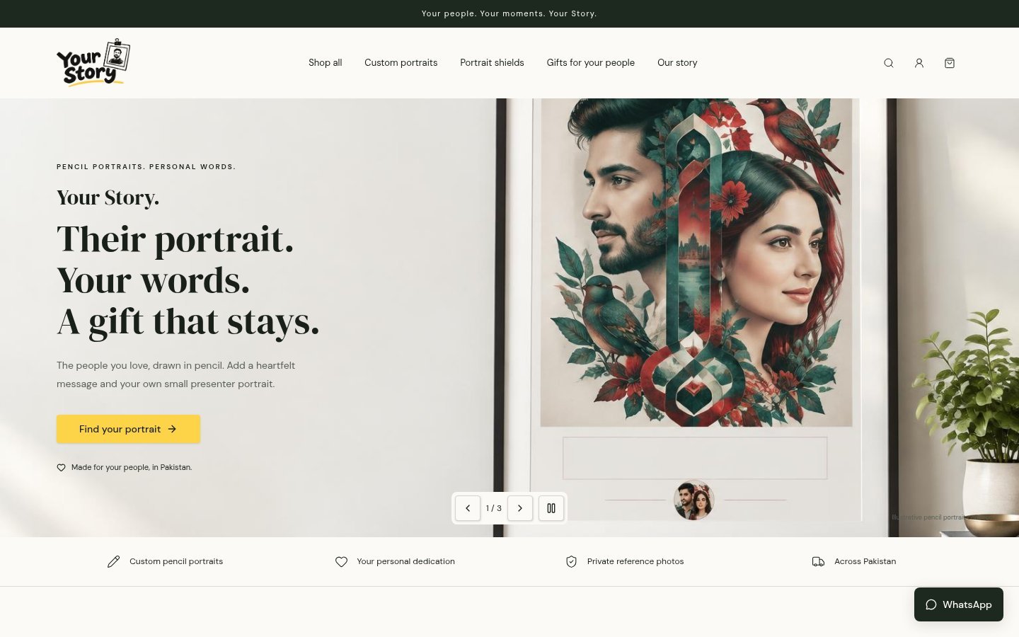 Your Story — Custom Portraits E-Commerce Store